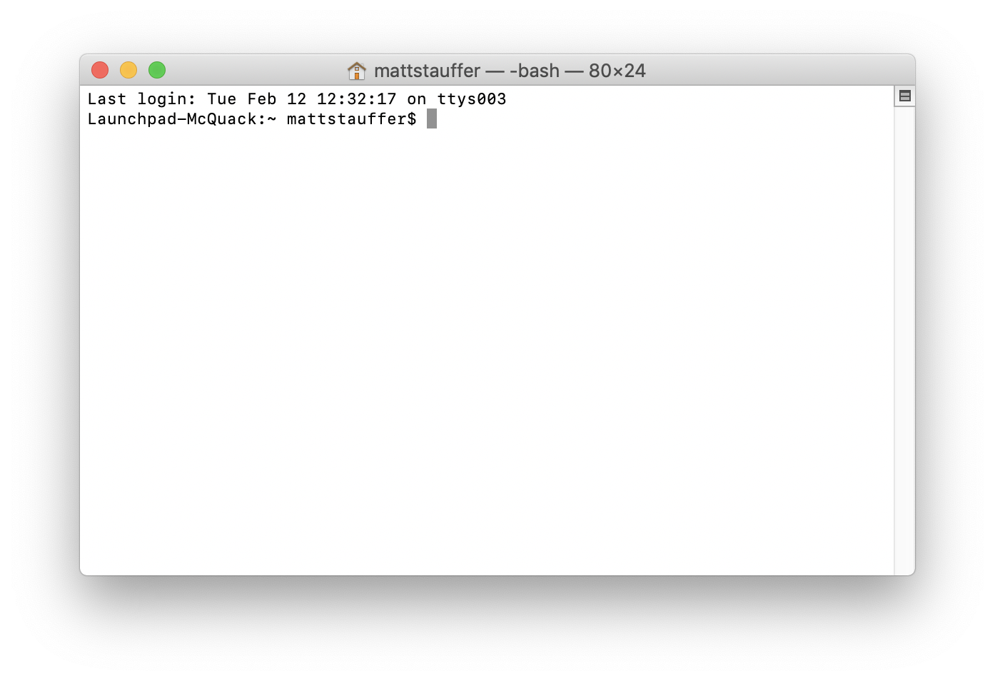 A screenshot of the default macOS terminal