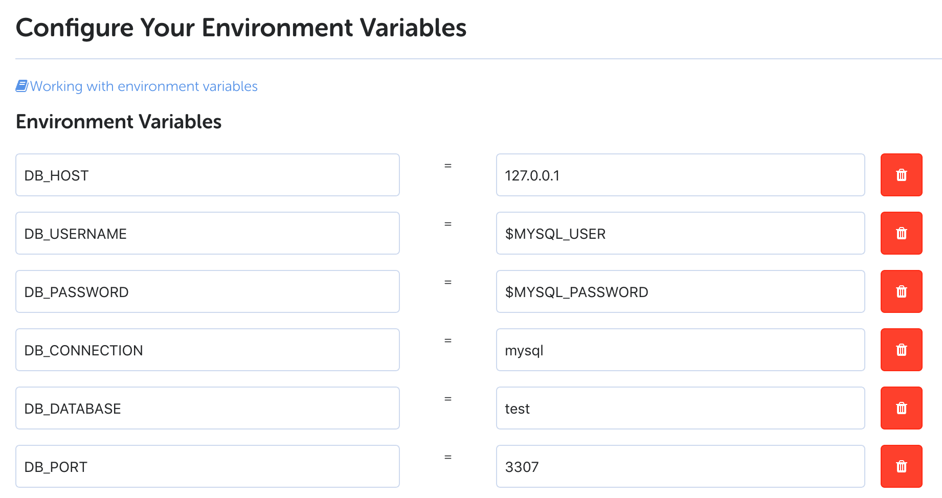 MySQL 5.7 environment variables on Codeship
