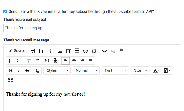 Custom welcome email