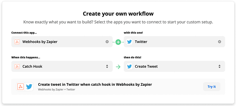 Create workflow in Zapier